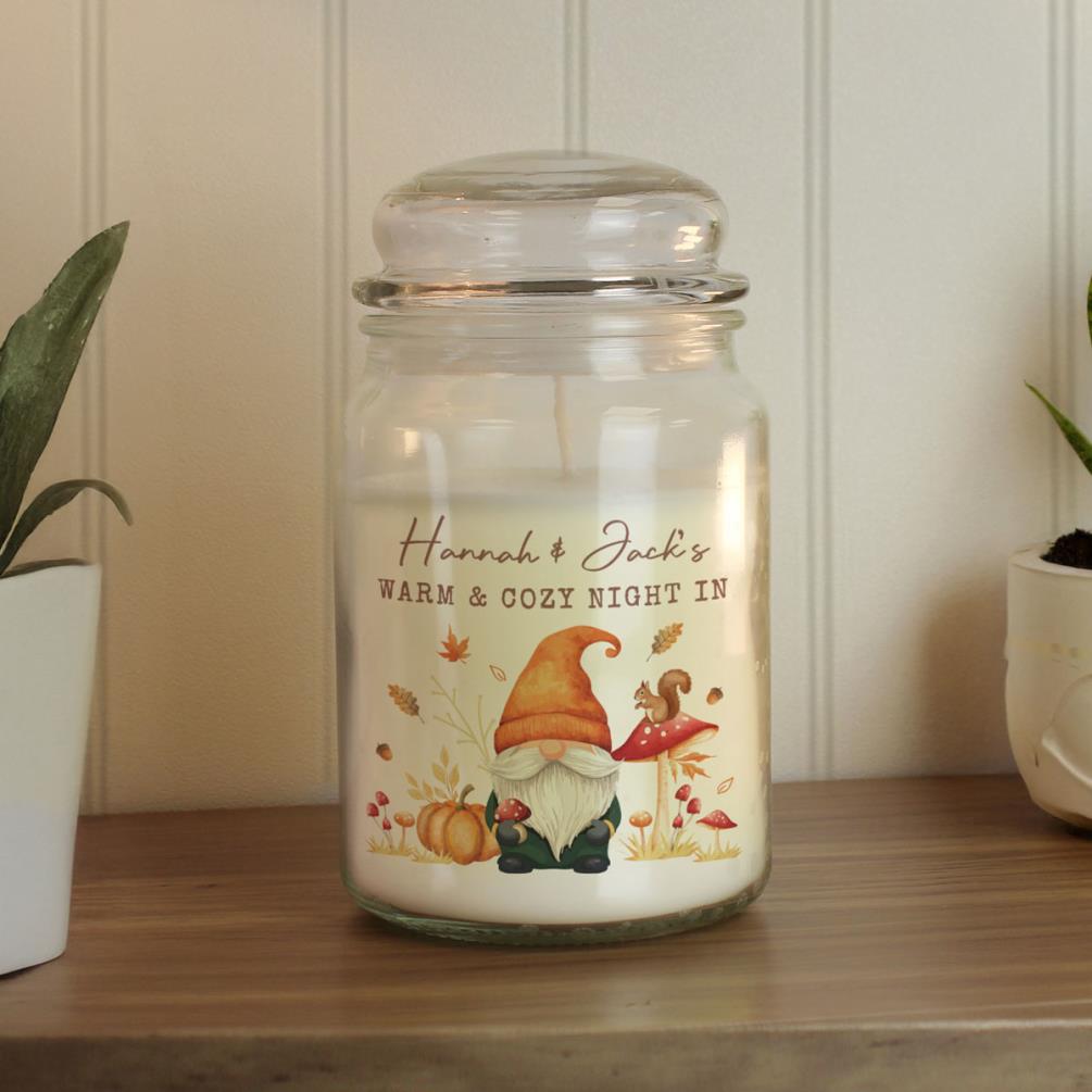 Personalised Autumn Gonk Large Jar Candle Extra Image 1